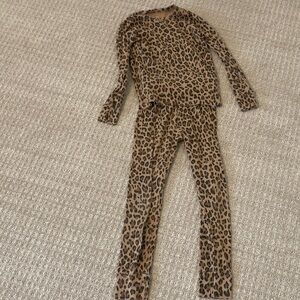 GAP Kids Tan and Black Leopard / Cheetah Print Pajamas size 8